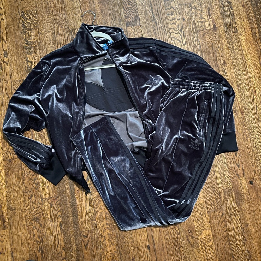 Adidas velour track suit